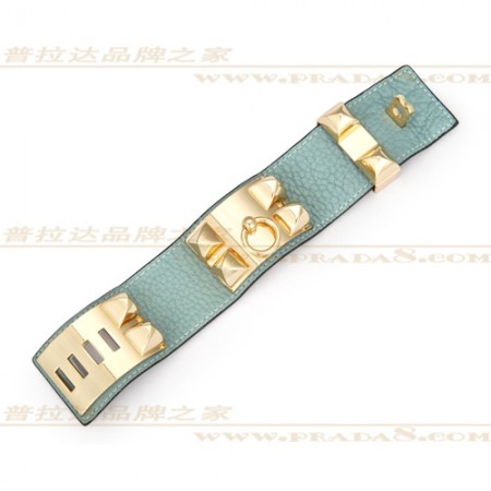 Hermes Collier de Chien Blue Bracelet With Gold